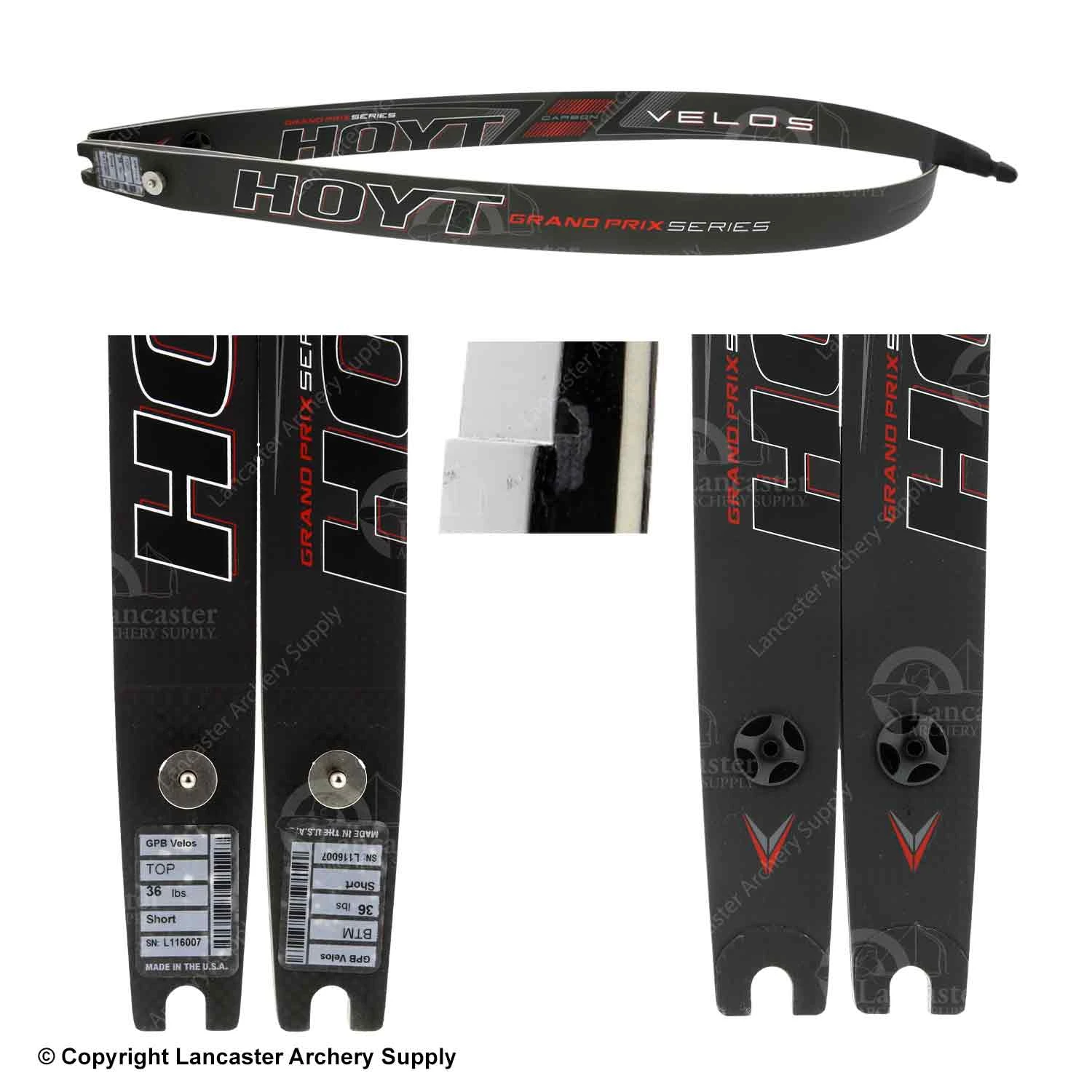 Hoyt Grand Prix Carbon Velos ILF Recurve Limbs (Matte Finish) (Open Box X1030174) 2 Hoyt Grand Prix Carbon Velos ILF Recurve Limbs (Matte Finish) (Open Box X1030174) - Image 2